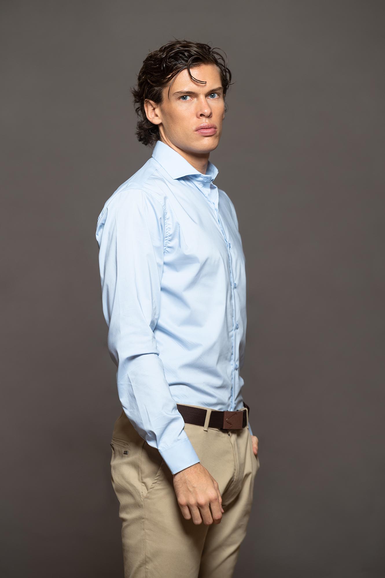 6518SKSPCE - CAMISA SKINNY SUPER PREMIUM CELESTE